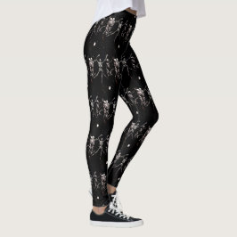 Halloween Skull Dancing Skeletons Black Lycklig Ro Leggings