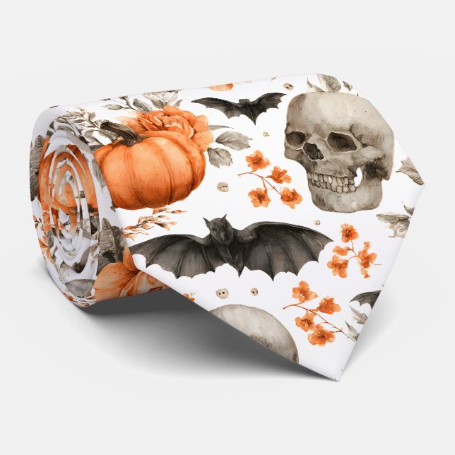 Halloween Skull Fladdermus och Flowers Slips (Rullad)