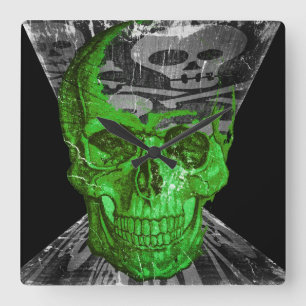 Halloween Skull Fyrkantig Klocka