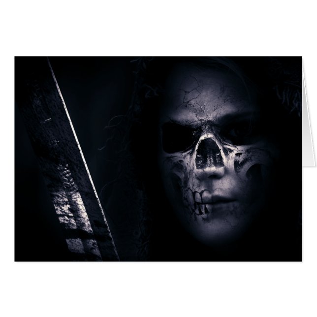 Halloween Skull Hälsningskort (Framsidan Horizontal)
