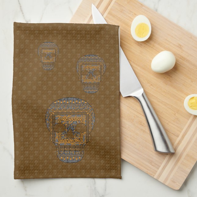 Halloween Skull Hand Towel Kökshandduk (Vikt i Fjärdedel)