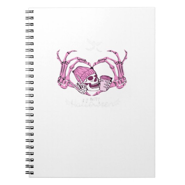 Halloween Skull Heart Händer Skeleton Beanie Desig Anteckningsbok (Framsidan)