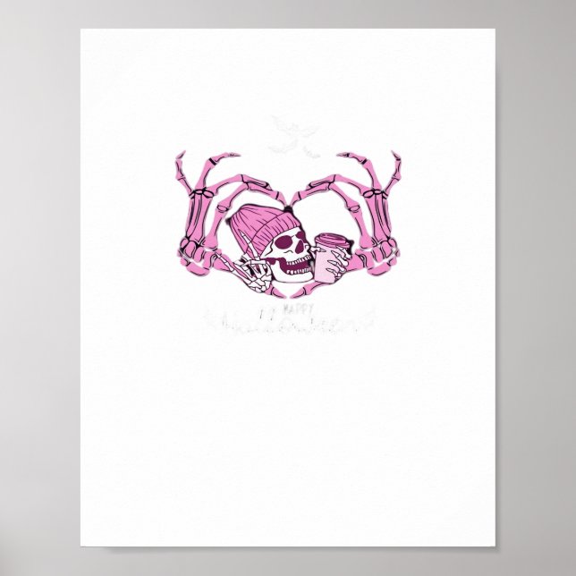Halloween Skull Heart Händer Skeleton Beanie Desig Poster (Framsidan)