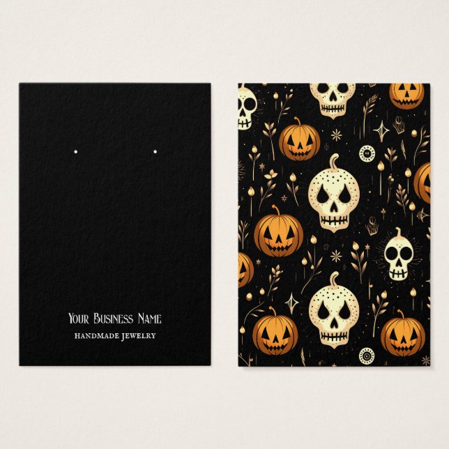 Halloween Skull Jackolanterns Earring Visning Card Visitkort (Framsida & baksida)