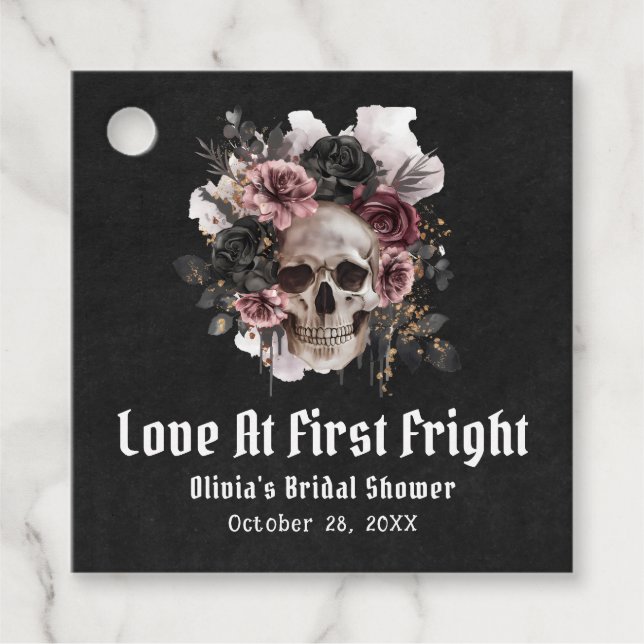 Halloween Skull Kärlek vid första högerkanten Möhi Gåvor Etiketter (Framsida)