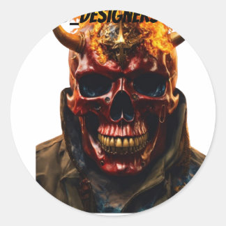 Halloween,SKULL,Klassisk rund fästmärkning Runt Klistermärke