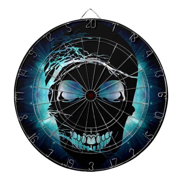Halloween Skull med magiskt blått ljus 2 Piltavla (Framsidan)