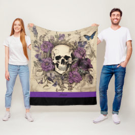 Halloween Skull Namn Fleecefilt