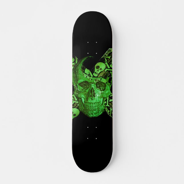 Halloween Skull nr 4 Mini Skateboard Bräda 18,5 Cm (Framsida)