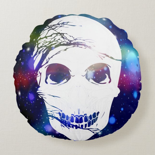 Halloween Skull nr 4 Rund Kudde (Framsidan)