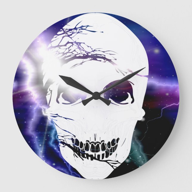 Halloween Skull nr 4 Stor Klocka (Framsida)