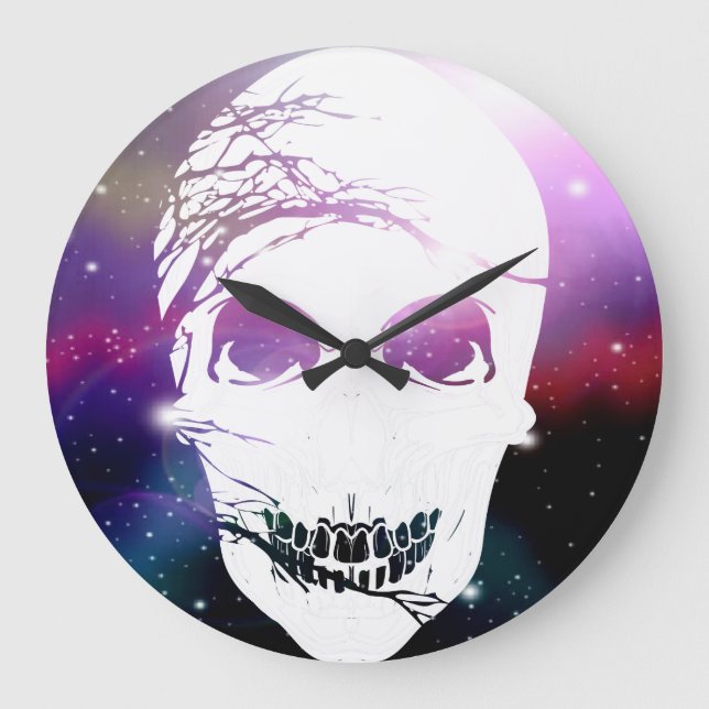 Halloween Skull nr 5 Stor Klocka (Framsida)