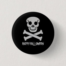 Halloween Skull och Bones Button Badge Knapp