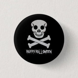Halloween Skull och Bones Button Badge Knapp