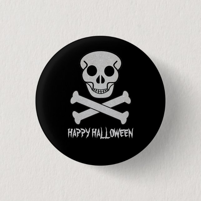 Halloween Skull och Bones Button Badge Knapp (Framsida)