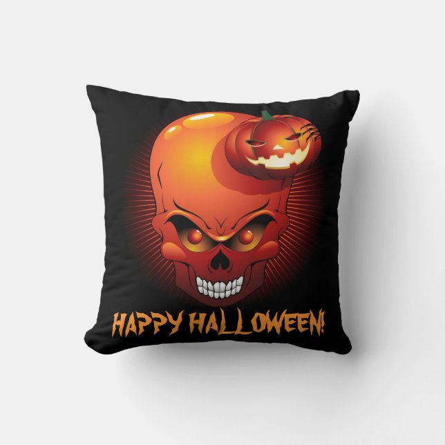 Halloween Skull och Pumpkin American MoJo Pillows Kudde (Framsida)