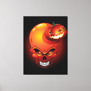Halloween Skull och Pumpkin Canvastryck