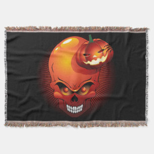 Halloween Skull och Pumpkin Filt
