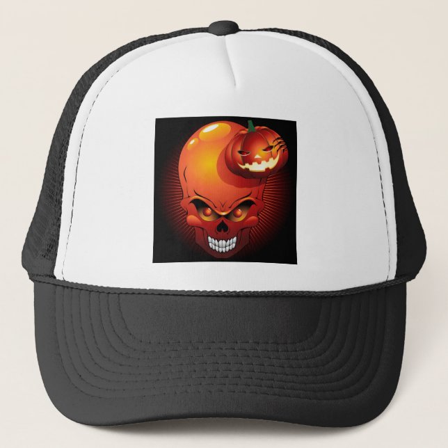 Halloween Skull och Pumpkin Hat Keps (Framsida)