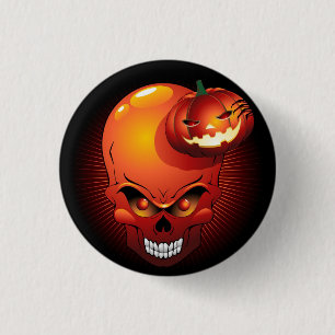 Halloween Skull och Pumpkin Knapp