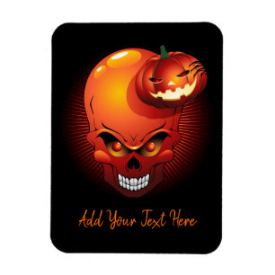 Halloween Skull och Pumpkin Magnet