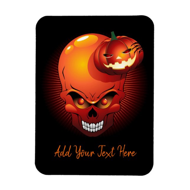 Halloween Skull och Pumpkin Magnet (Vertikal)