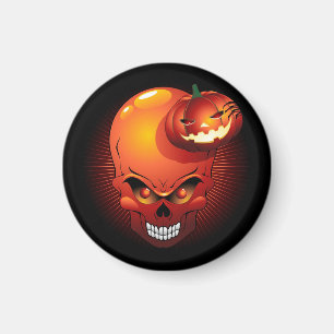 Halloween Skull och Pumpkin Magnet