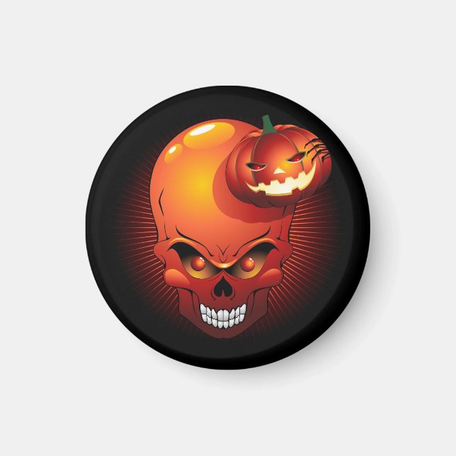 Halloween Skull och Pumpkin Magnet (Framsidan)