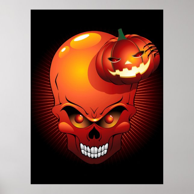 Halloween Skull och Pumpkin Poster (Framsidan)