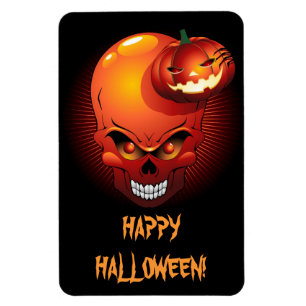 Halloween Skull och Pumpkin Premium Flexi Magnet
