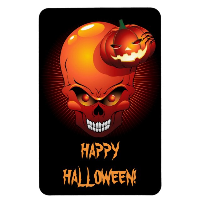 Halloween Skull och Pumpkin Premium Flexi Magnet (Vertikal)