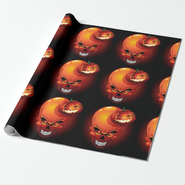 Halloween Skull och Pumpkin Presentpapper (Utrullad)