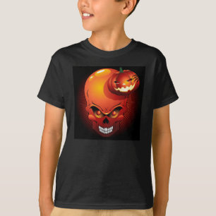 Halloween Skull och Pumpkin T-Shirt