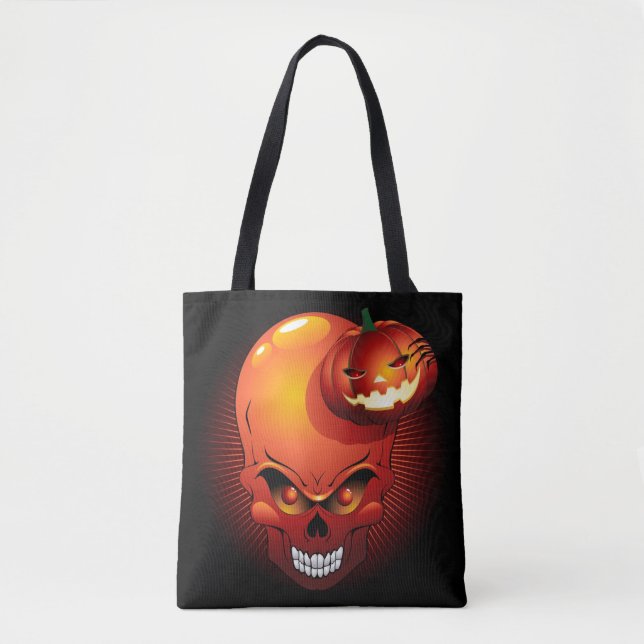 Halloween Skull och Pumpkin Tygkasse (Framsida)
