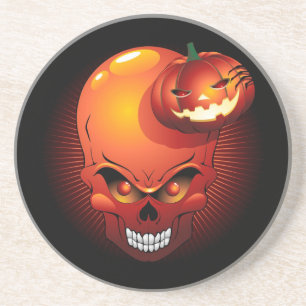 Halloween Skull och Pumpkin Underlägg