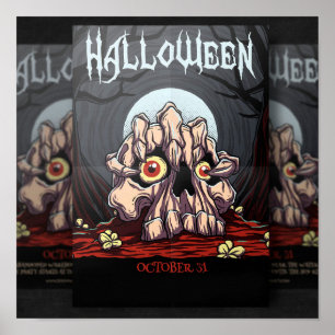 Halloween Skull och Zombie Klo Poster