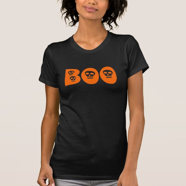 Halloween Skull-Orangen "Boo" T-shirt (Framsida)