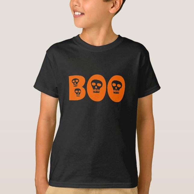 Halloween Skull-Orangen "Boo" Tee (Framsida)