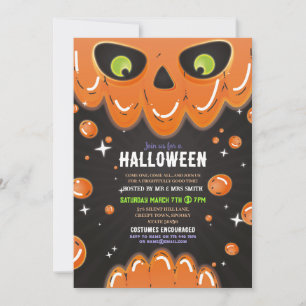 Halloween Skull Party Neon Black Gothic Ögon Inbjudningar