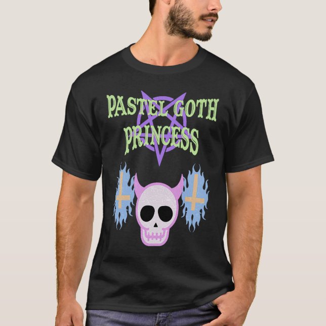 Halloween skull pastel goth princess t shirt (Framsida)