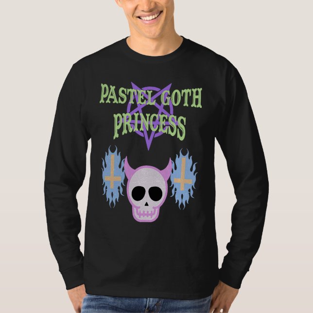 Halloween skull pastel goth princess t shirt (Framsida)