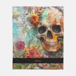 Halloween Skull Personlig Namn Fleecefilt