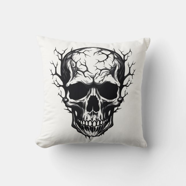 Halloween Skull Pillow Kudde (Framsida)