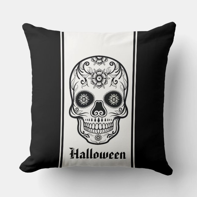 Halloween Skull Pillow Kudde (Framsida)