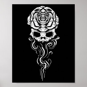 Halloween Skull Ro Smoke Skeleton Gothic Costume Poster