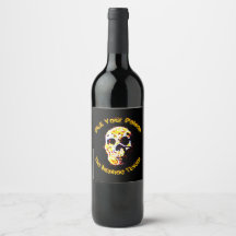 Halloween Skull Scary Party Vin eller Beer Labels