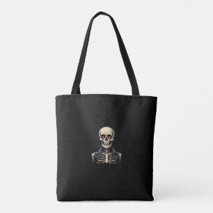 Halloween Skull Skeleton Tote Bag - Spooky Tygkasse
