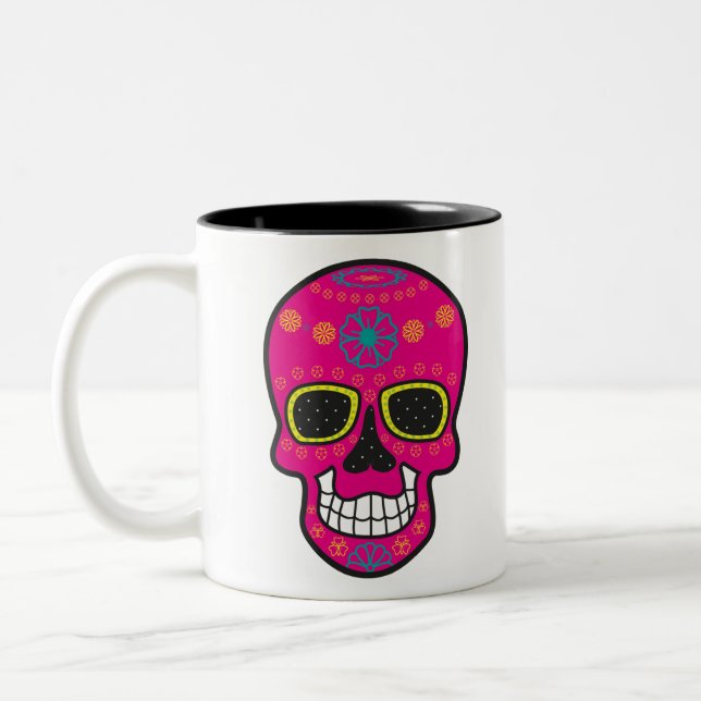 Halloween skull Två-Tonad mugg (Vänster)