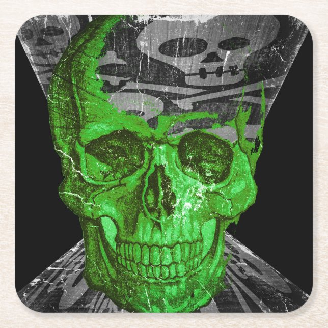 Halloween Skull Underlägg Papper Kvadrat (Framsidan)