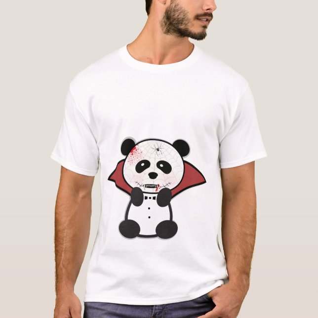 Halloween Skull Vampire Panda Tshirt T Shirt (Framsida)